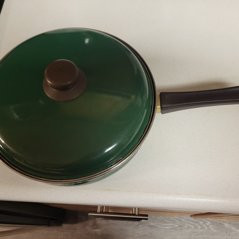 Encore Made In Spain Enameled 10in Fry Pan With Lid Non-Stick Green